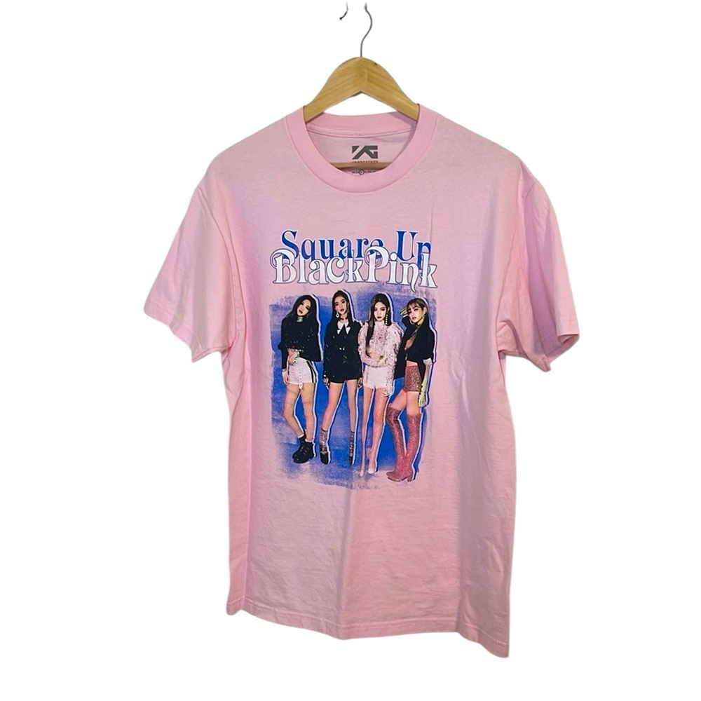 Y2K Square Up BlackPink KPOP Pink Tee, Large